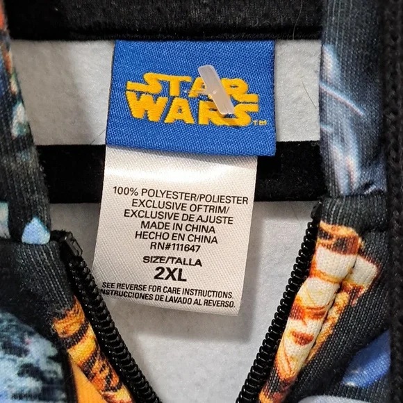 NWOT Star Wars Zip Hoodie Size Large 2XL Movie Scenes Luke Darth Vader - Picture 3 of 4